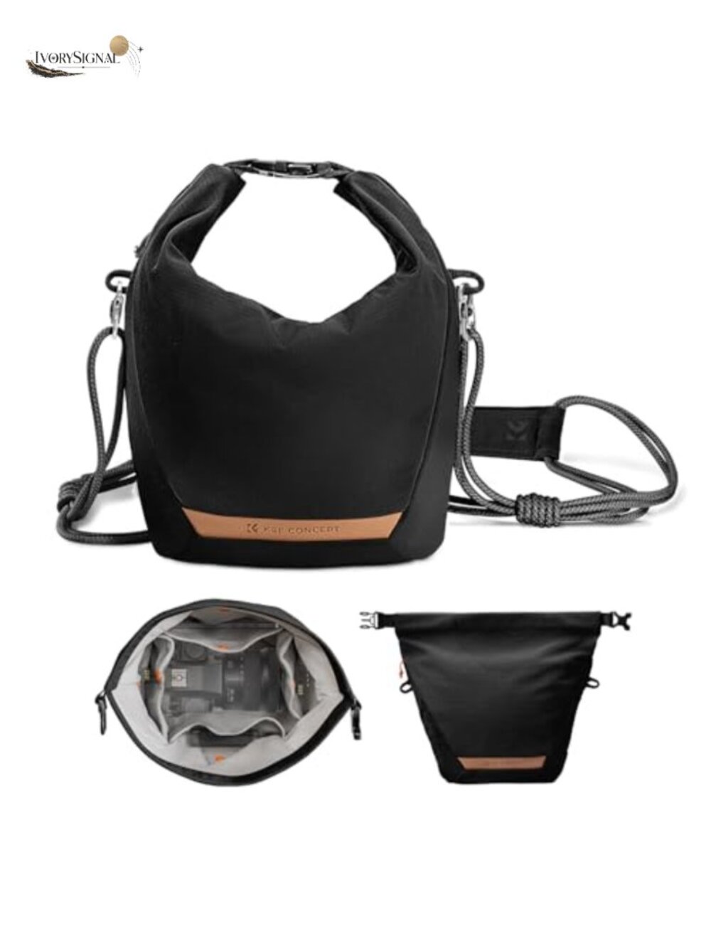 Small Camera Sling Bag Compact Canvas Camera Case Crossbody with Detachable